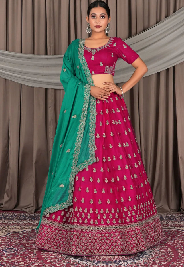 Rani Net Designer Lehenga Choli with Rangoli Dupatta