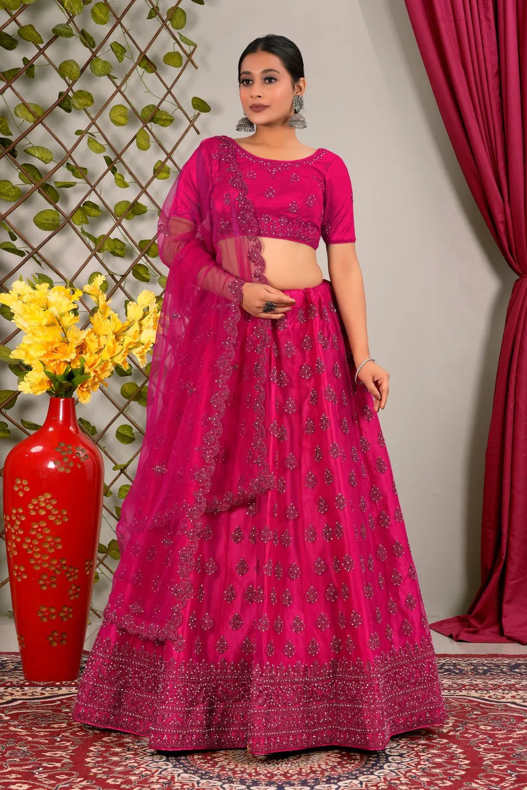 Rani Party Wear Net Lehenga Choli For Weddings