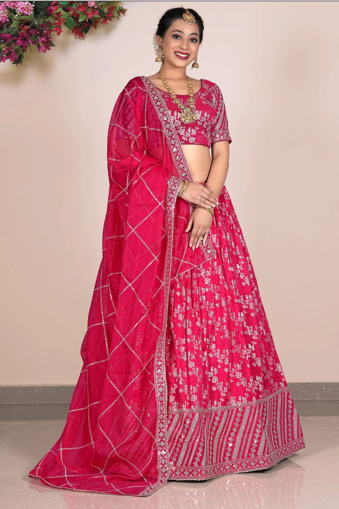 Rani Viscose Fabric Half Saree For Women