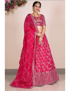 Rani Viscose Fabric Half Saree For Women