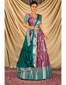 Rani Zari Banarasi Silk Half Saree For Women