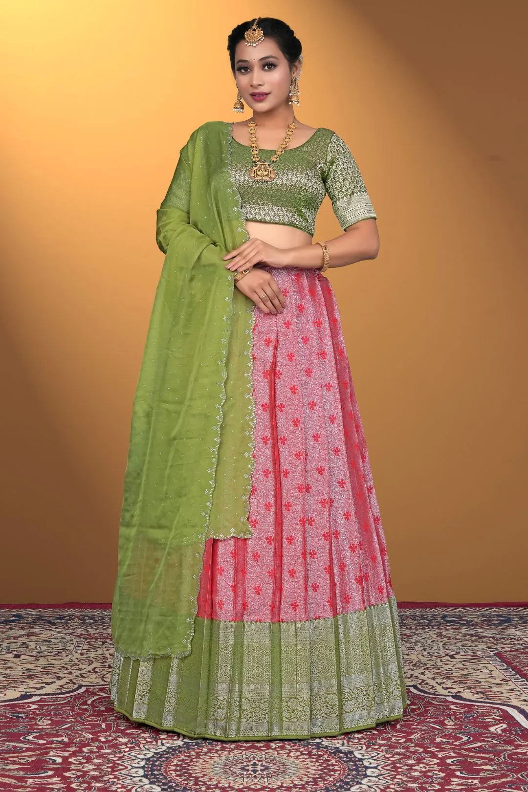 Red Banarasi Silk Latest Lehenga Choli With Zari Work