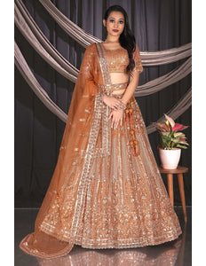 Rust Traditional Lehenga Choli For Weddings