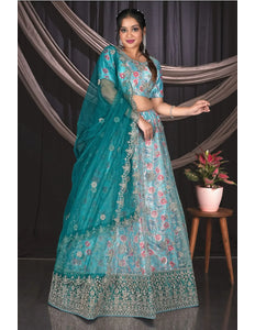 Sea Green Party Wear Lehenga Choli For Women