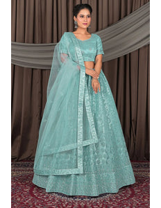 Sea Green Party wear Heavy designer Net Lehenga Choli