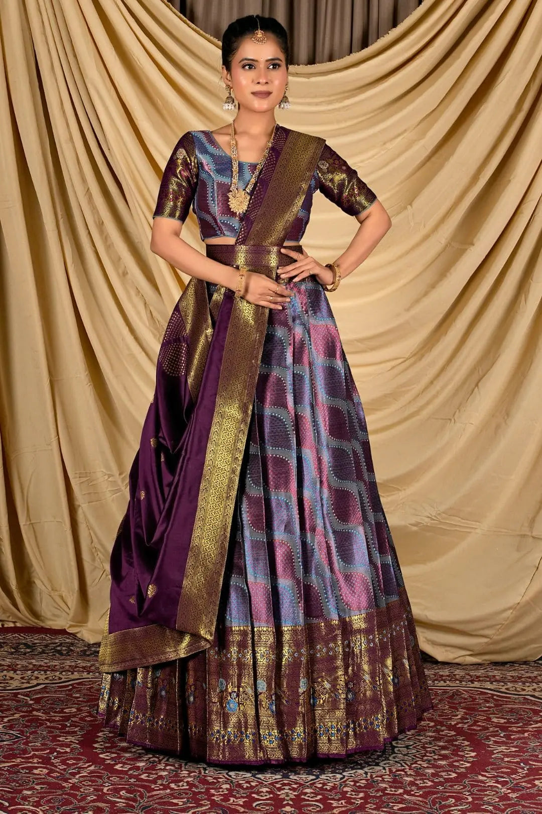 Woman wearing a traditional lehenga choli