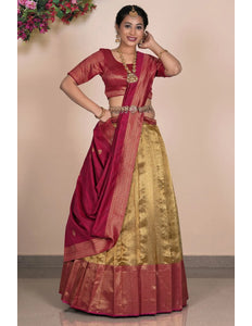 Gold Traditional Tissue Silk Lehenga Choli