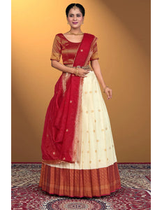 Tussar Banarasi Silk Half Saree With Zari Weaving