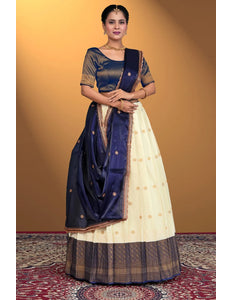 Tussar Banarasi Silk Half Saree With Zari Weaving