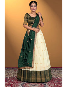 Tussar Banarasi Silk Half Saree With Zari Weaving