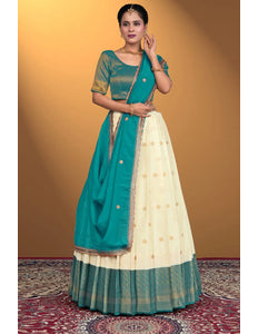 Tussar Banarasi Silk Half Saree With Zari Weaving