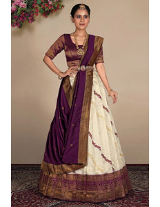 Tussar Banarasi Silk Zari Woven Lehenga For Women