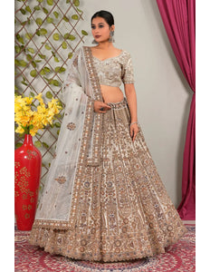 White Latest Embroidery Net Lehenga Choli For Women