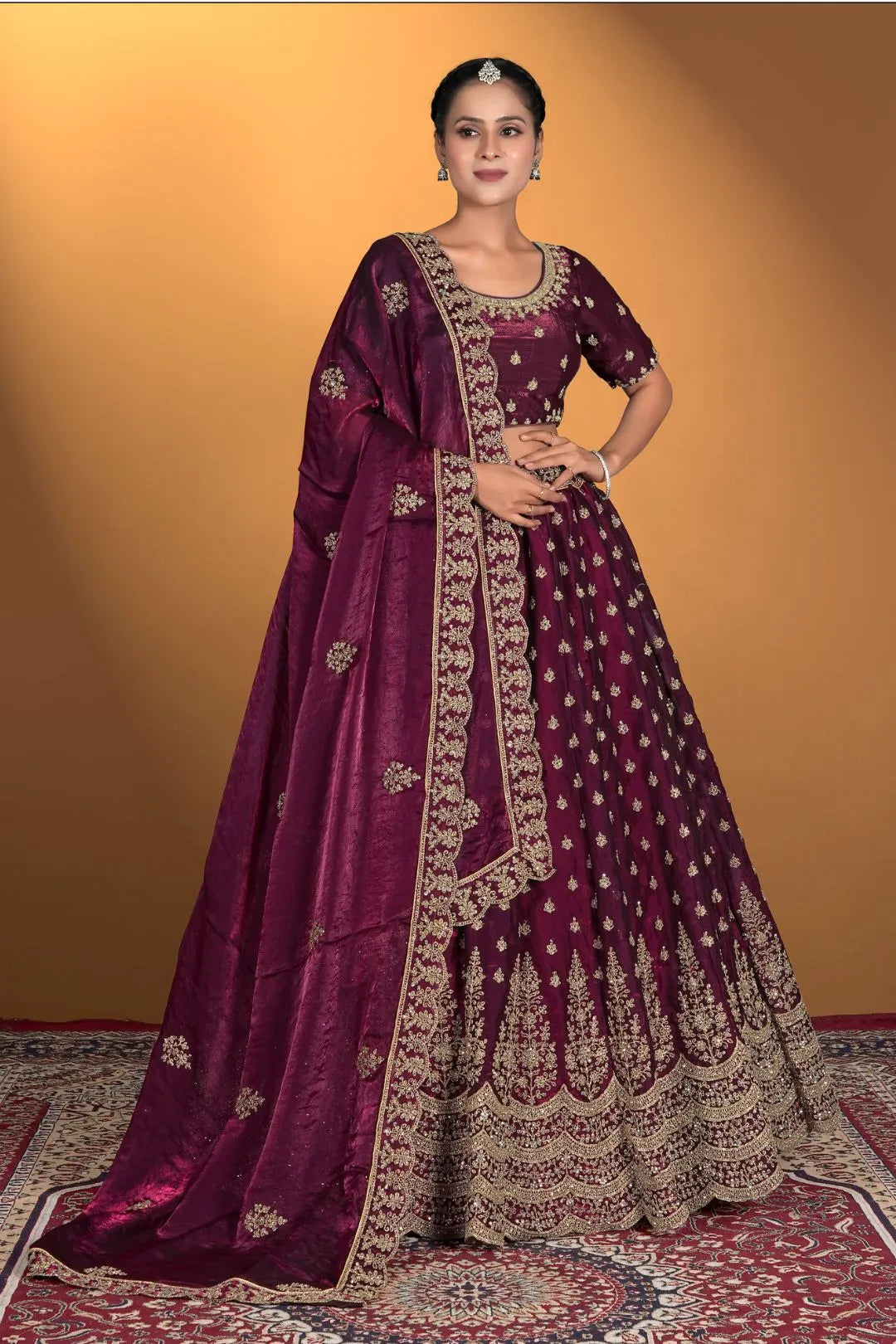 Wine Fendy Fabric Lehenga Choli For Women