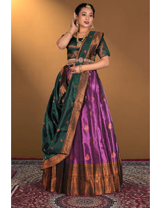 Wine Tissue Silk Zari Work Lehenga Choli