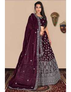 Wine Traditional Fendy Silk Lehenga Choli