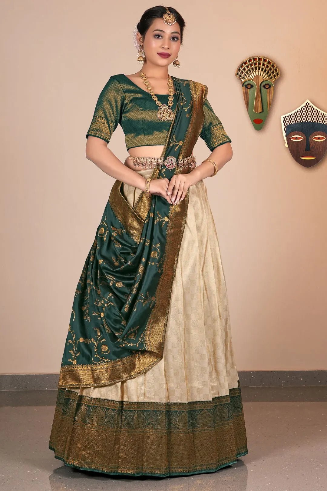 Chiku Banarasi Silk Zariwork Lehenga Choli - Gajiwala