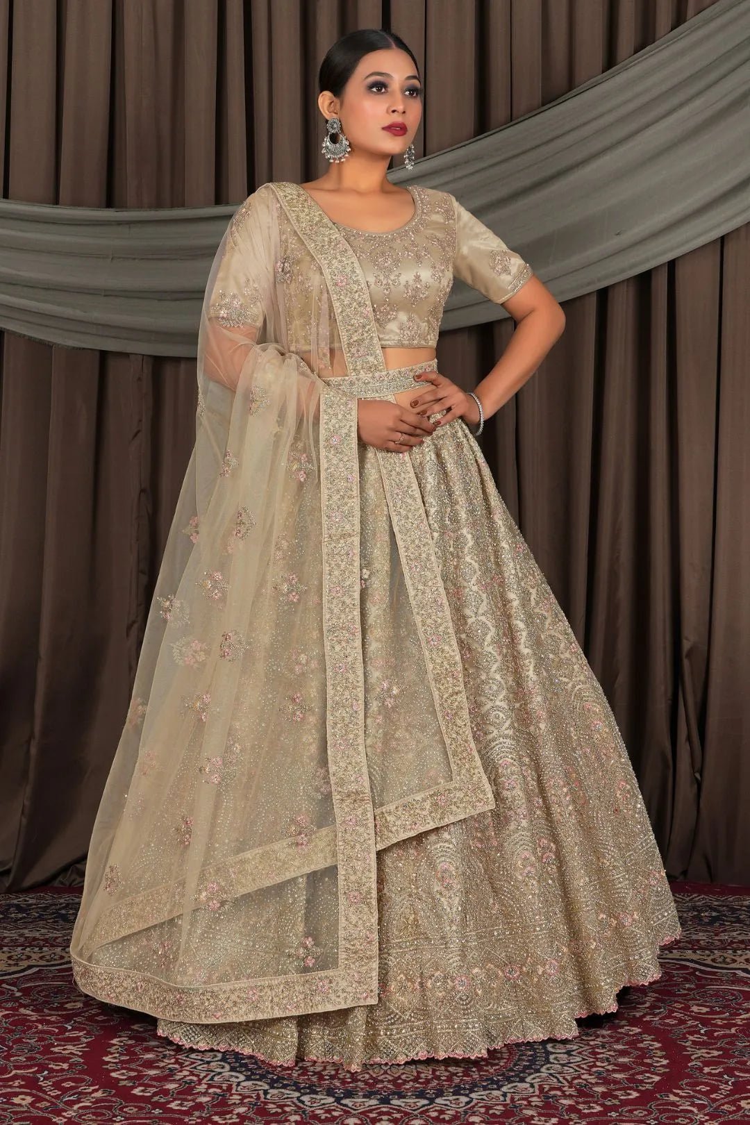 Chiku Party Wear Net Lehenga Choli For Weddings - Gajiwala