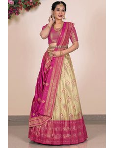 Chiku Self Jacquard Banarasi Silk Lehenga Choli - Gajiwala