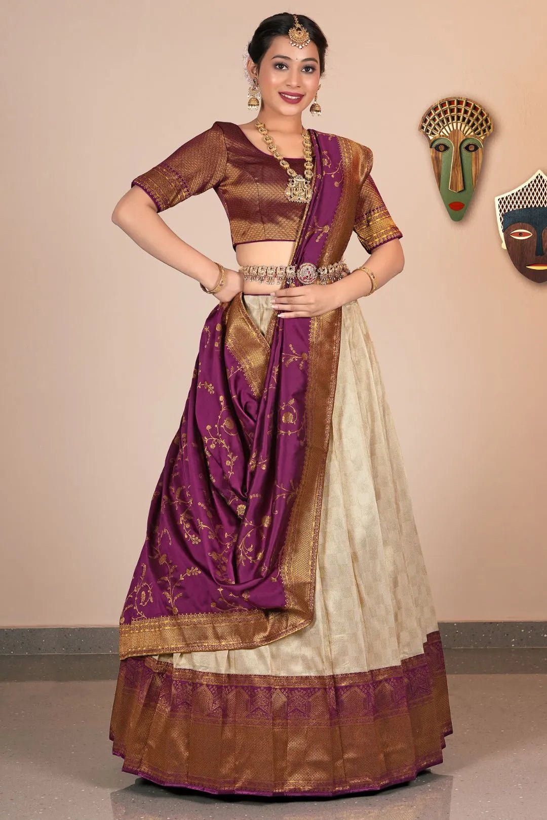 Chiku Self Jacquard Banarasi Silk Zariwork Lehenga Choli - Gajiwala