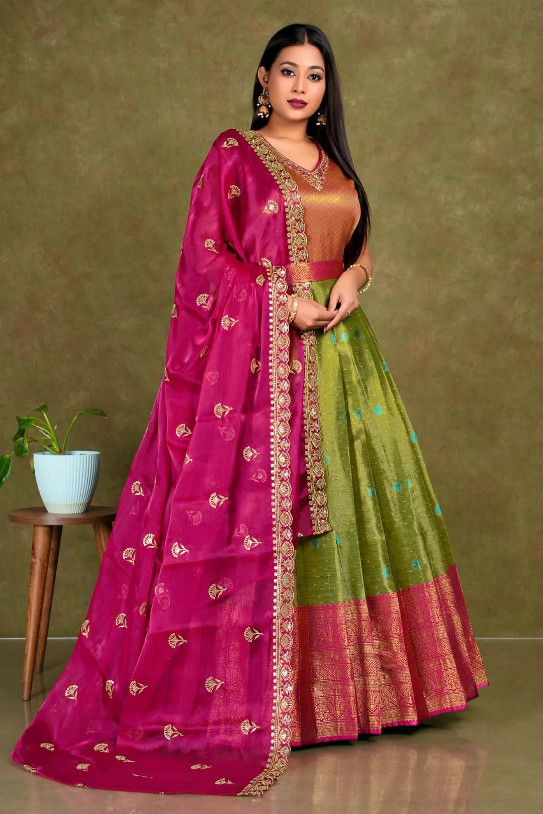 Liril Banarasi Silk Gown With Zari Work - Gajiwala