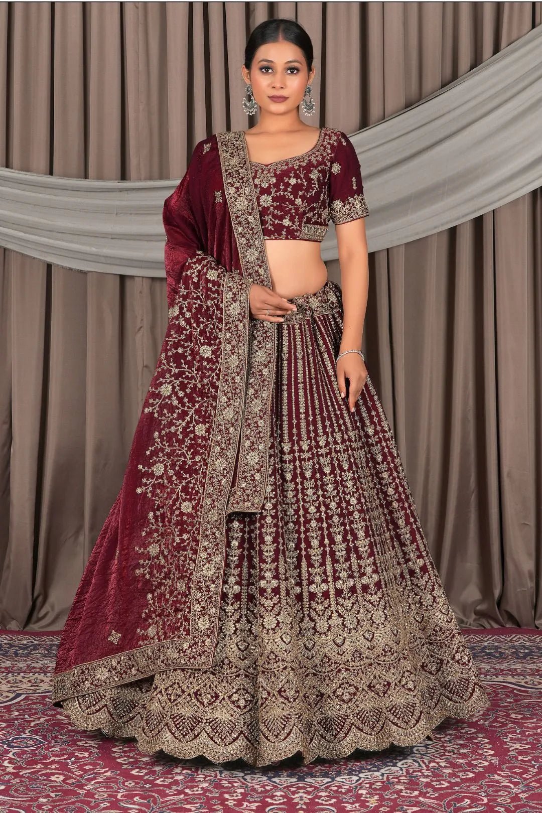 Maroon Latest Fendy Silk Lehenga Choli Design - Gajiwala