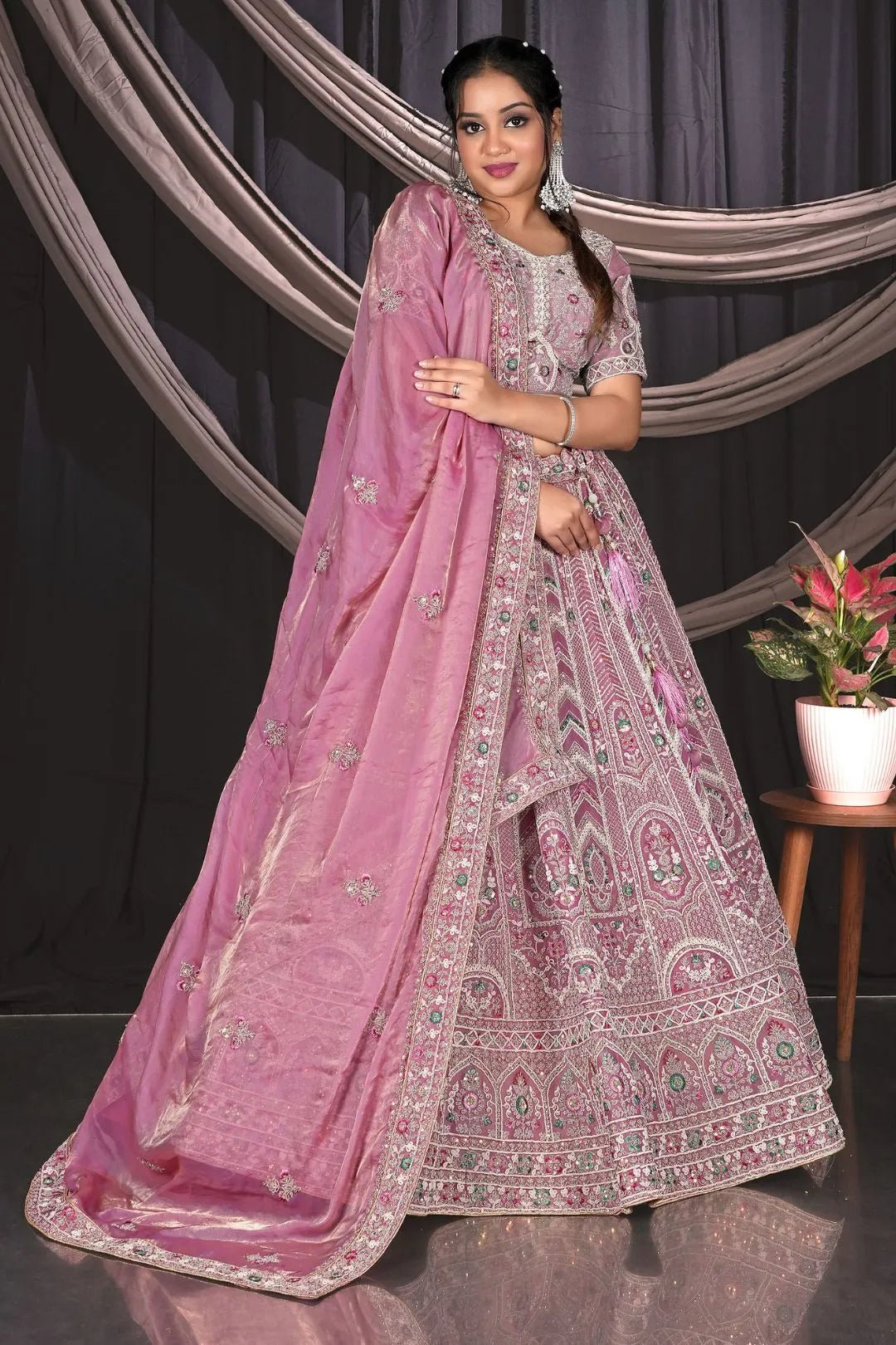 Pink Embroidered Jimmy Chew Lehenga Choli For Weddings - Gajiwala