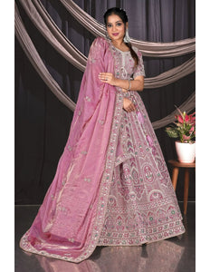 Pink Embroidered Jimmy Chew Lehenga Choli For Weddings - Gajiwala