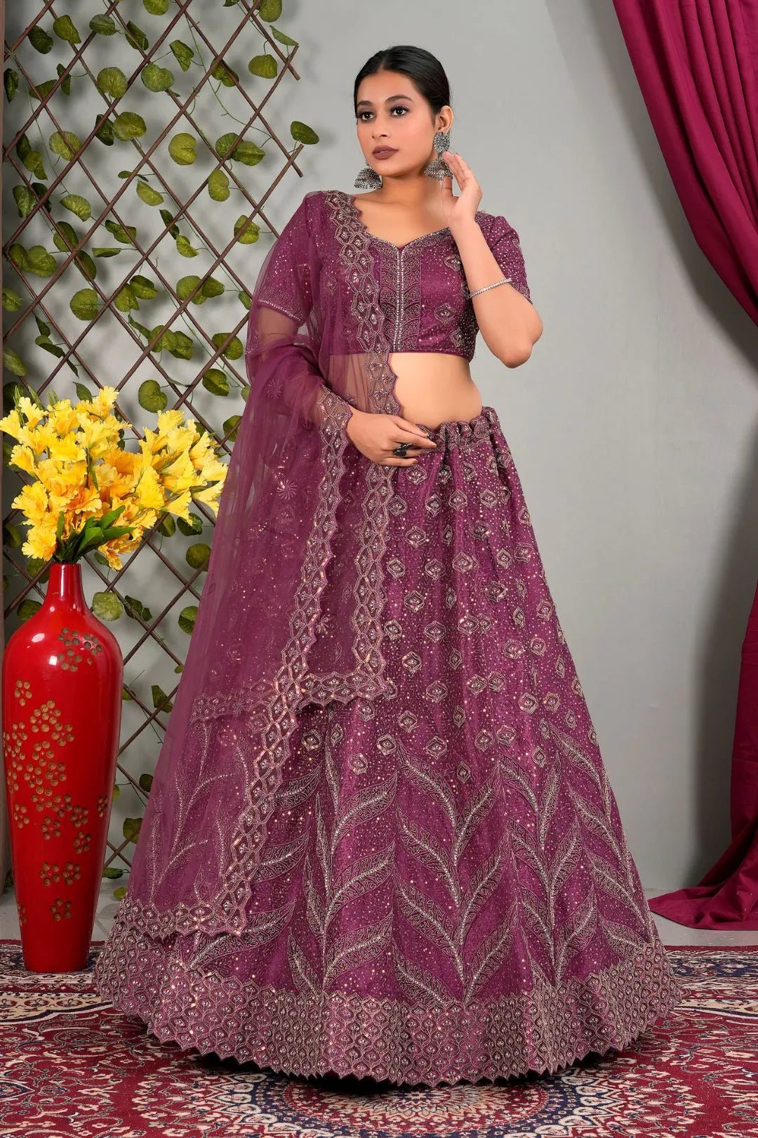 Pink Net Designer Chaniya Choli For Women - Gajiwala