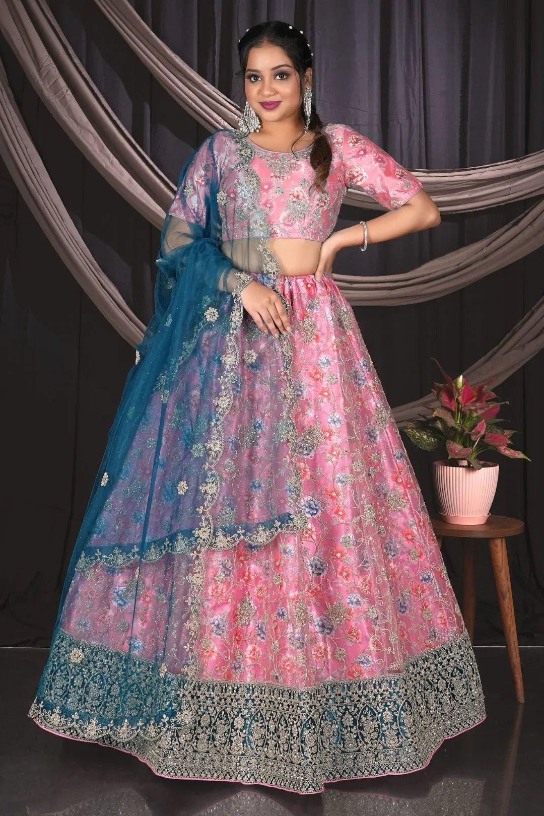 Pink Party Wear Lehenga Choli For Women - Gajiwala