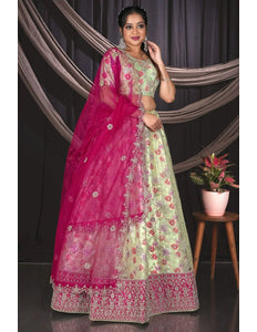 Pista Exclusive Net Lehenga Choli With Embroidered Work - Gajiwala