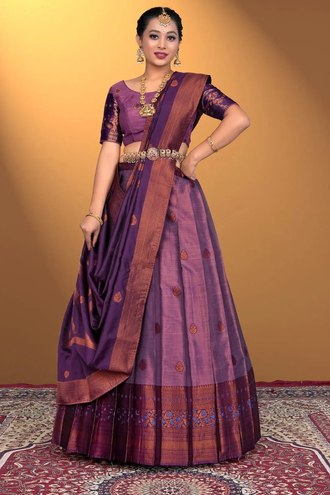 Purple Banarasi Silk Lehenga Design For Women - Gajiwala