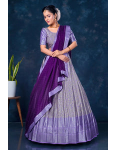 Purple Designer Lehenga Choli in Banarasi Silk - Gajiwala