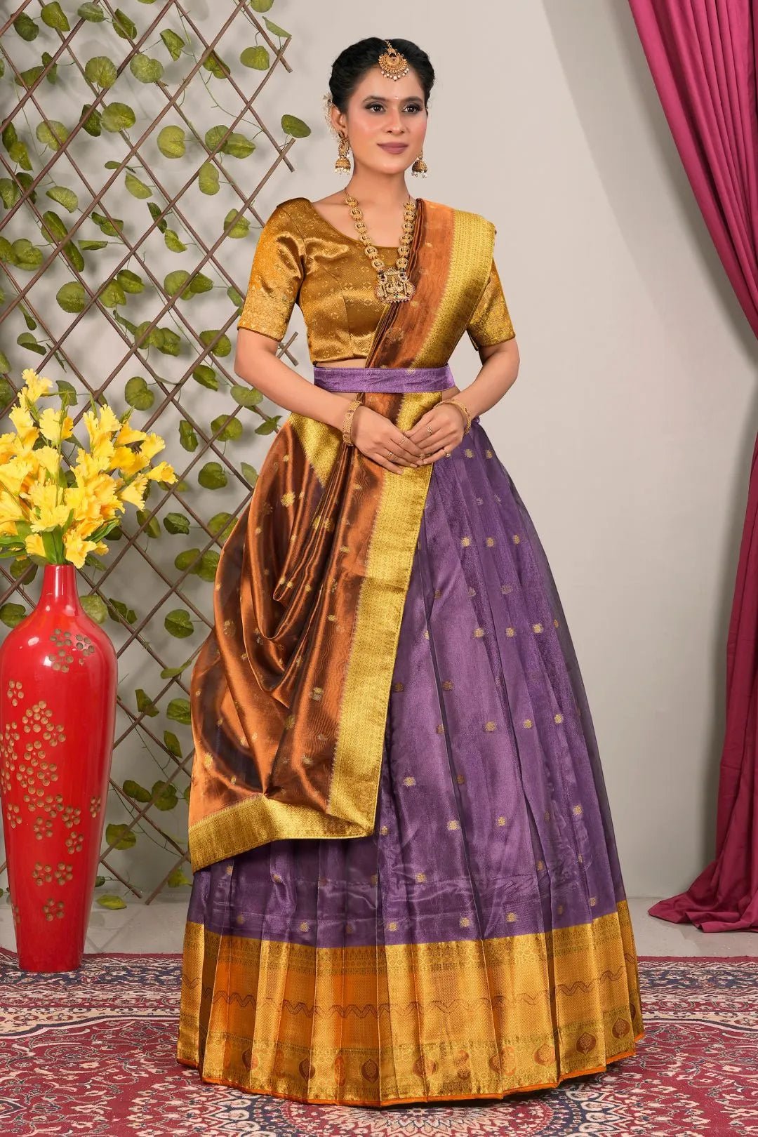 Purple Tissue Silk Pattu Lehenga Choli For Women - Gajiwala