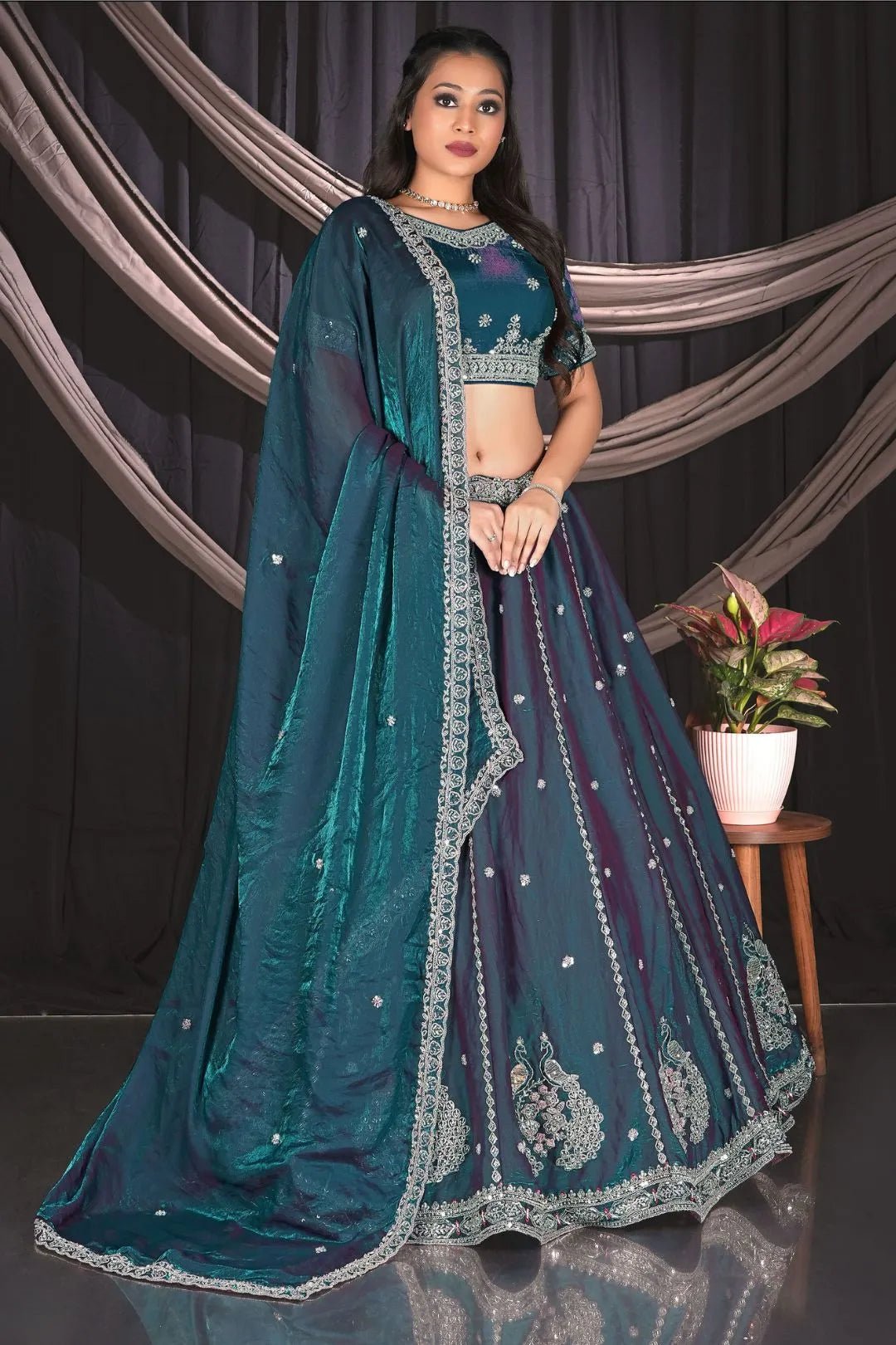 Rama Fendy Silk Lehenga Choli For Wedding Function - Gajiwala