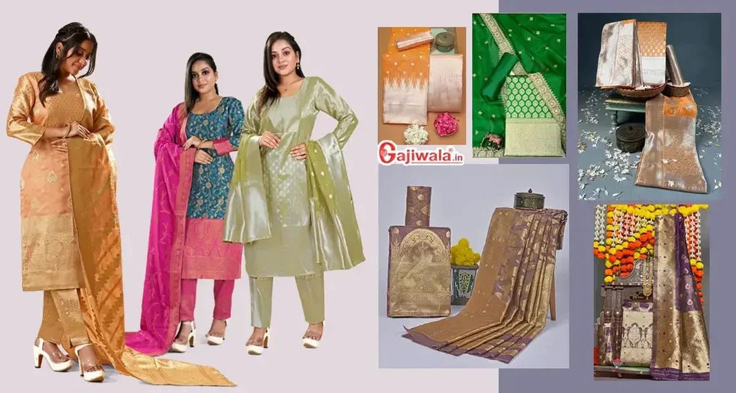 Unstitched Dress Material: Everything You Need To Know About Banarasi Silk Dress Material - Gajiwala