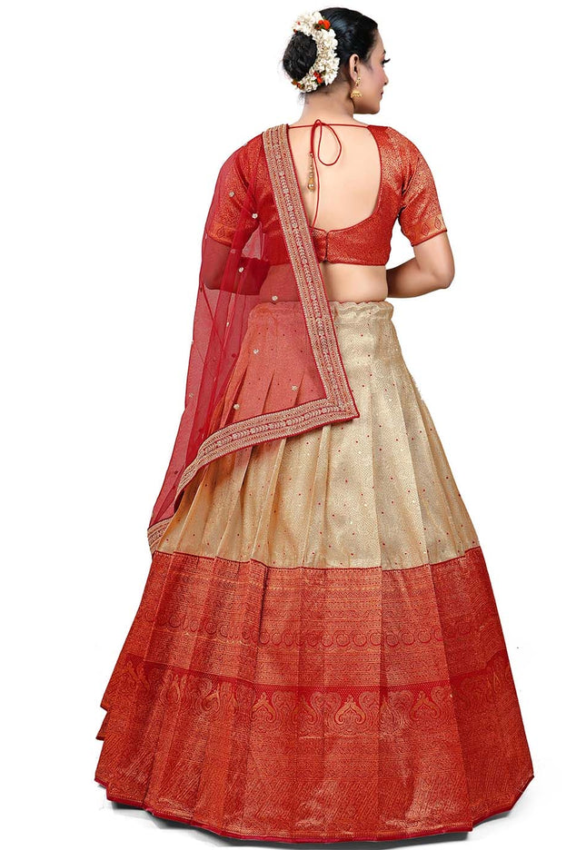 Chiku Kanjivaram Silk Lehenga