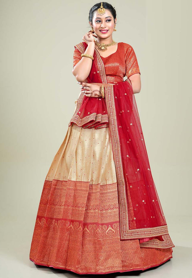 Chiku Kanjivaram Silk Lehenga