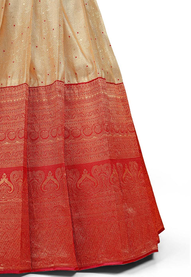 Chiku Kanjivaram Silk Lehenga