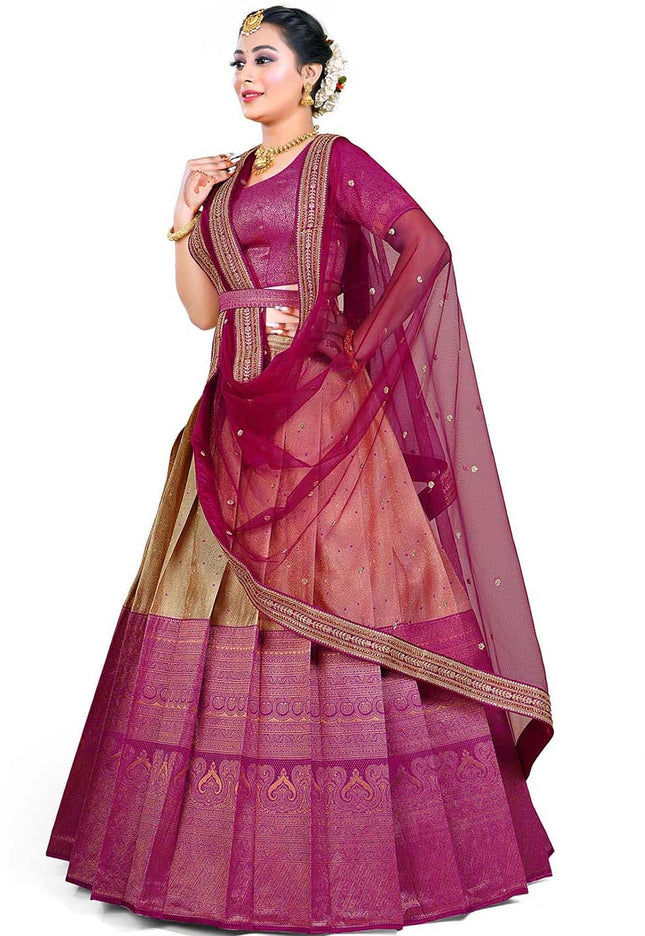 Chiku Kanjivaram Silk Lehenga