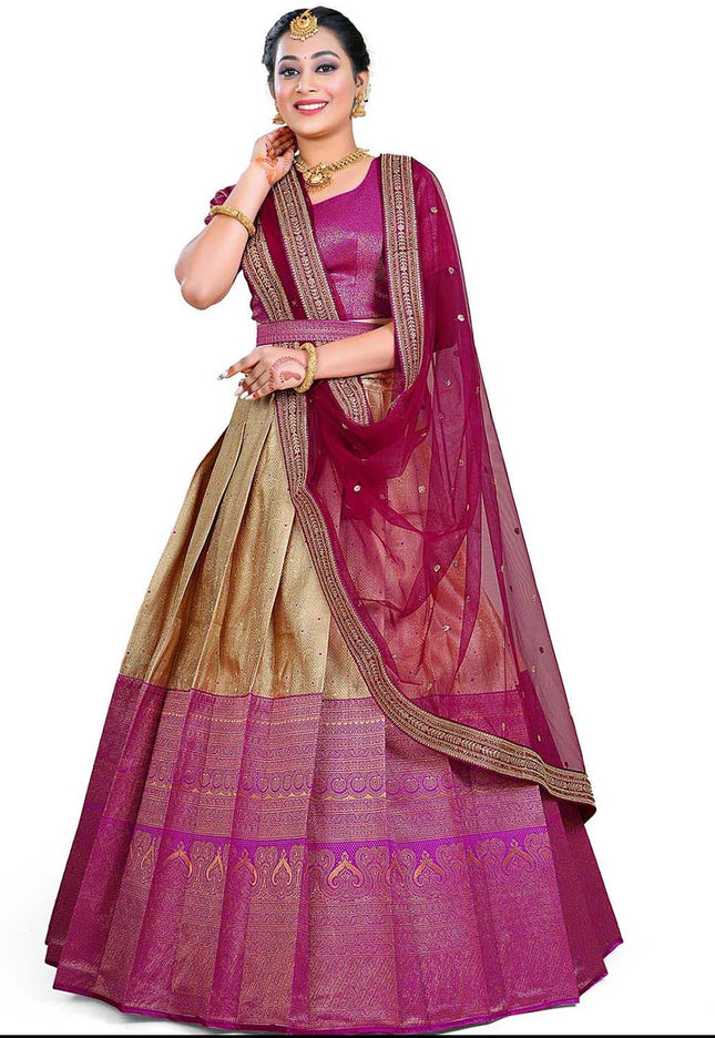 Chiku Kanjivaram Silk Lehenga
