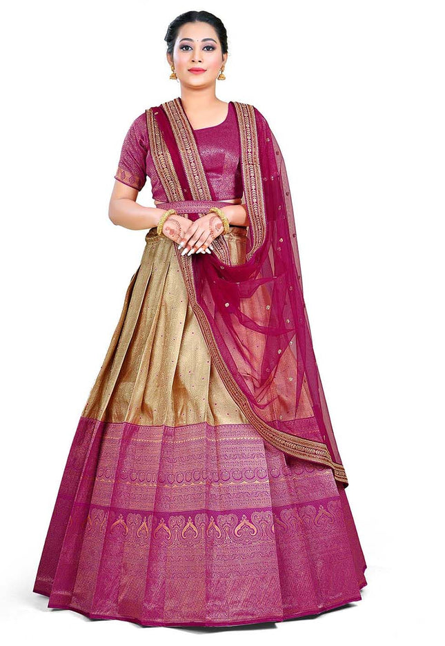 Chiku Kanjivaram Silk Lehenga
