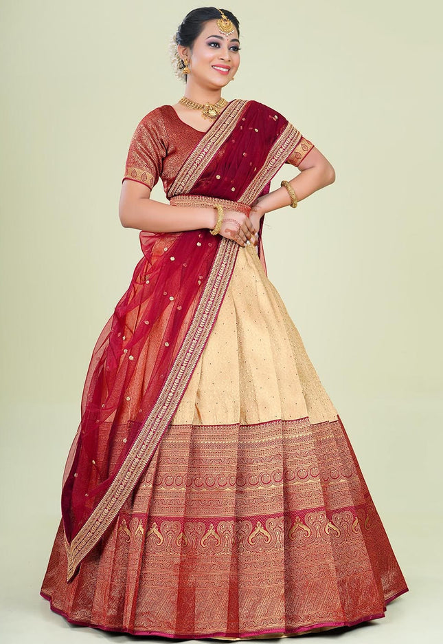 Chiku Kanjivaram Silk Lehenga
