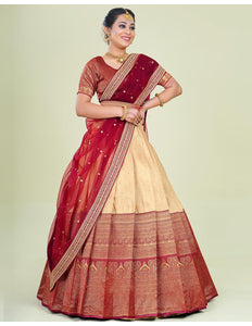 Chiku Kanjivaram Silk Lehenga