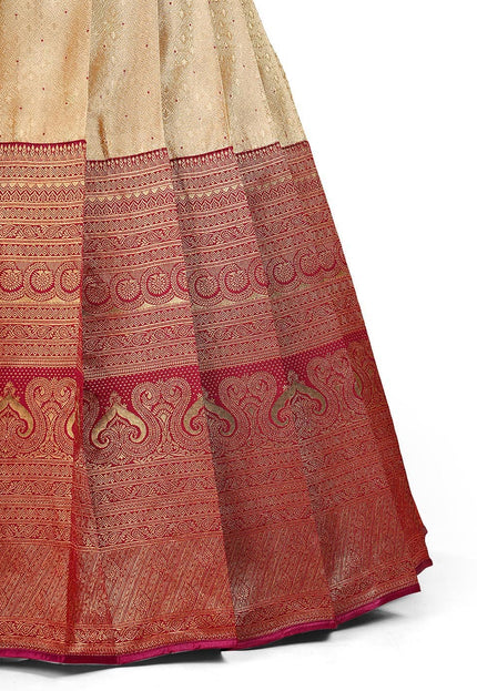 Chiku Kanjivaram Silk Lehenga