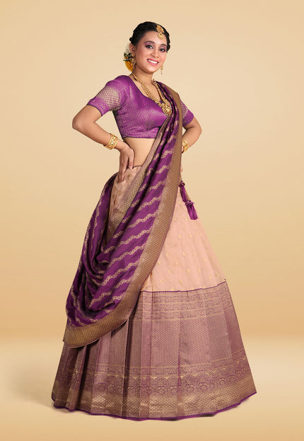 Purple Banarasi Silk Lehenga