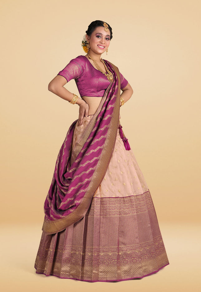 Wine Banarasi Silk Lehenga