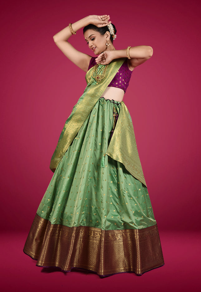 Light Green Banarasi Silk Lehenga