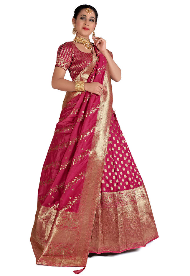 Magenta Banarasi Silk Lehenga