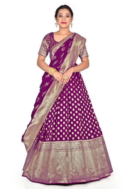 Purple Banarasi Silk Lehenga